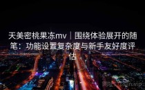 天美密桃果冻mv｜围绕体验展开的随笔：功能设置复杂度与新手友好度评估